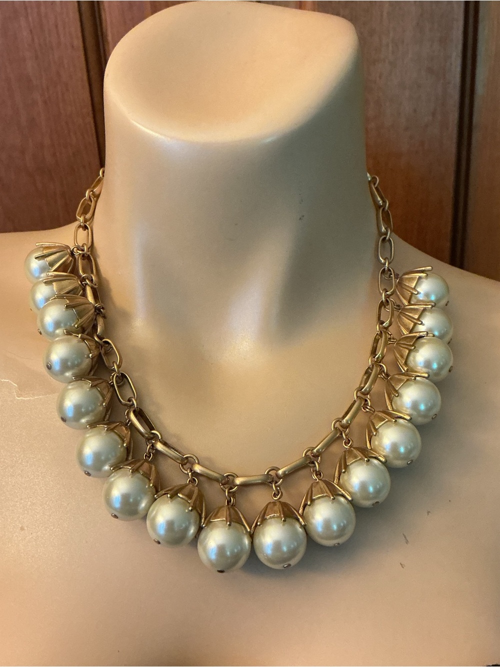 J. crew Gold-Tone Pearl Drop Statement Necklace - Cream Pearls